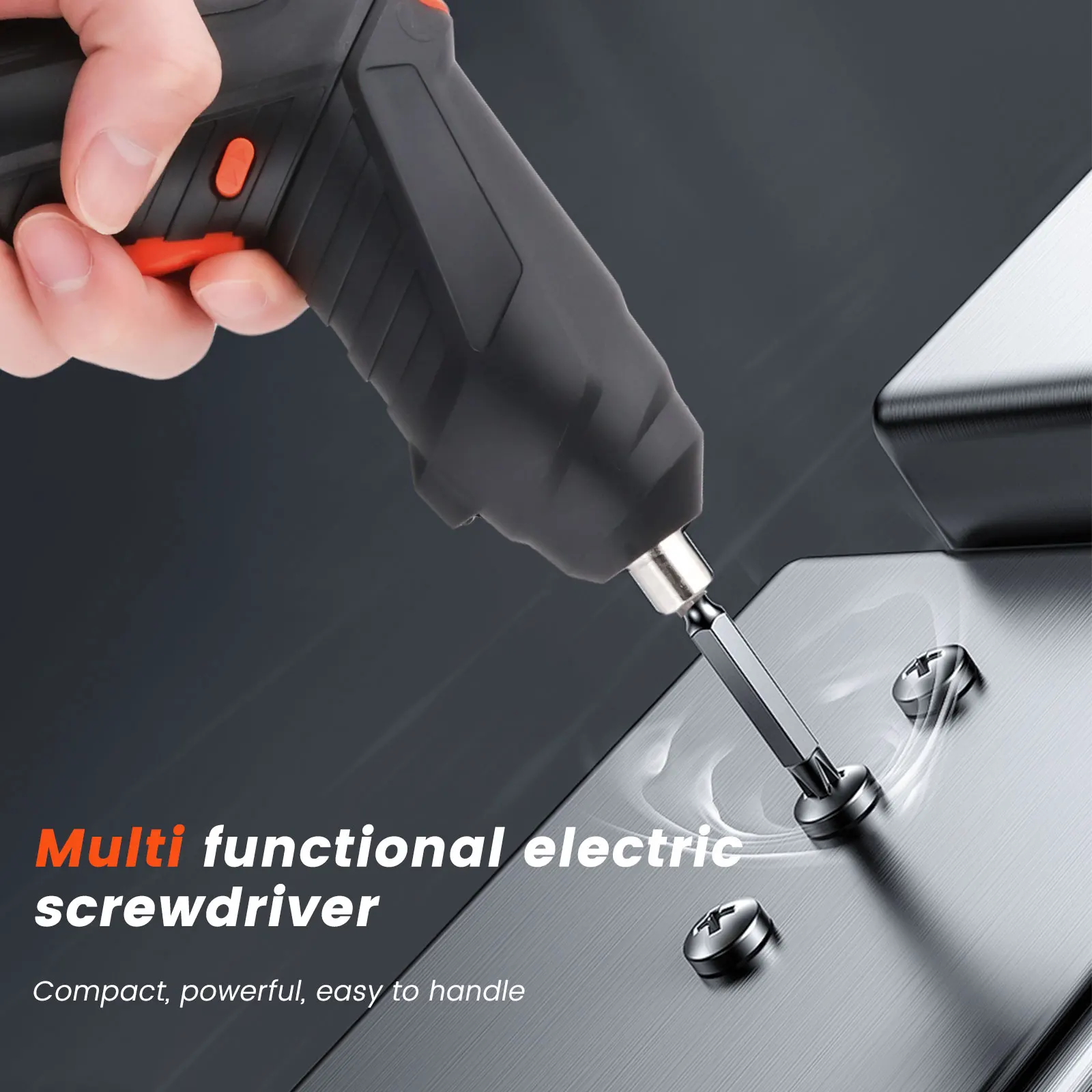 Șurubelniță electrică compactă 3.6V, baterie 1.3Ah Li-Ion, 4Nm, 180 RPM, design 2 în 1 tip pistol și drept, cu accesorii și cutie de depozitare, negru [4]