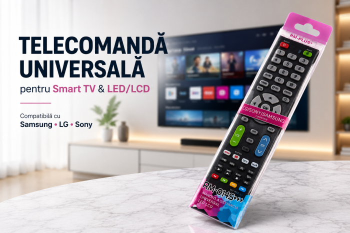 Telecomandă Universală Strong RM-014S+ Smart, Compatibilă LCD/LED TV, Coduri Multiple, Funcționează cu 3xAAA [3]