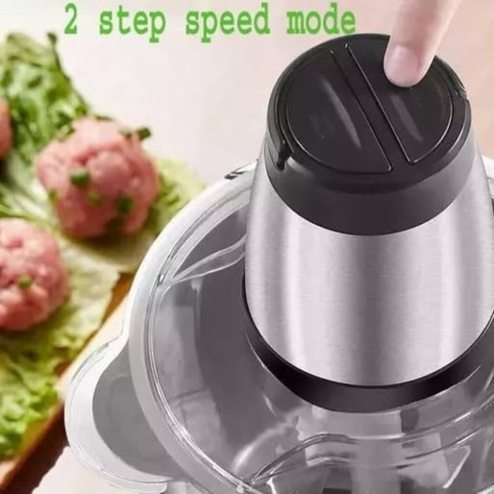 Tocator electric 3L pentru carne si legume, 1000 W, 4 lame din otel inoxidabil de inalta calitate, Recipient din Inox, Argintiu [9]