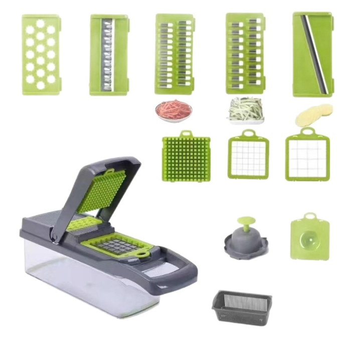 Tocător Profesional 16-în-1 pentru Legume, cu Lame din Inox Rezistente, Dimensiuni 32x11x11 cm, Sistem Multifuncțional pentru Feliere, Răzuire și Tăiere Precisa [4]