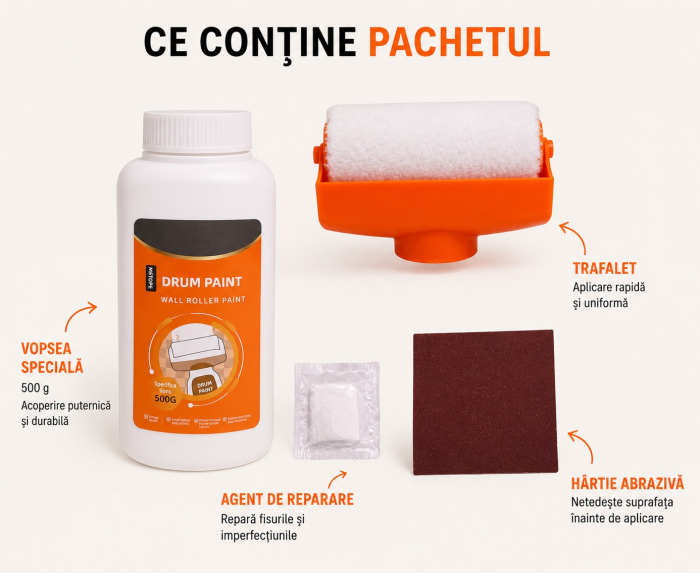 Trafalet pentru vopsit cu rezervor integrat de 500 ml, compatibil cu vopsea lavabilă pe bază de apă, destinat renovării și reîmprospătării pereților, alb [3]