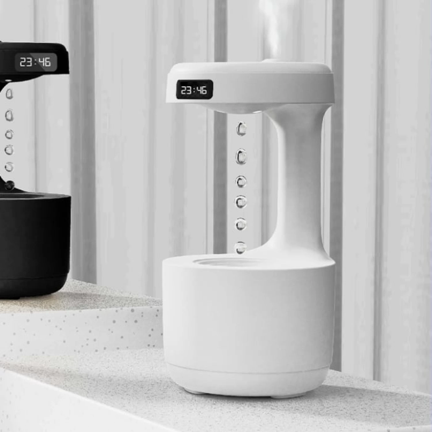 Umidificator Anti-Gravity Ultrasunete 800ml cu LED - Funcție Anti-Dry, Lumină Ambient și Display Inteligent, Alb/Verde [5]
