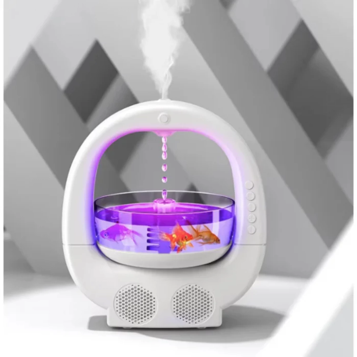 Umidificator cu Efect Antigravitație, Difuzor Bluetooth, Iluminare LED Ambientală, 31-40 m², Design Modern, Alb [2]