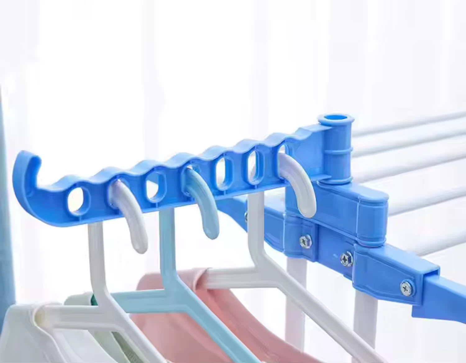 Uscător de Rufe Vertical, Pliabil și cu Roți, Capacitate 50 kg, 3 Niveluri de Uscare, Design Compact, alb/Albastru [14]