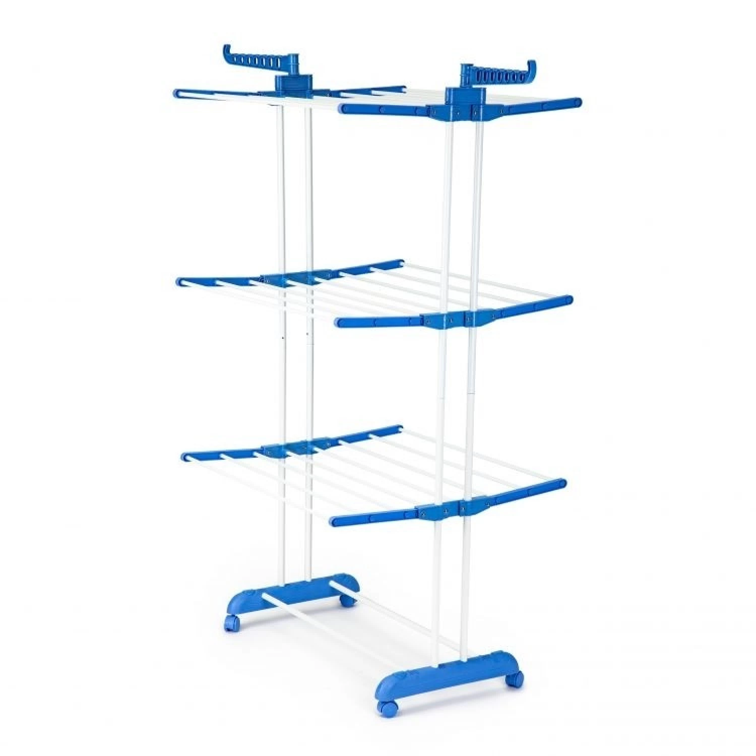Uscător de Rufe Vertical, Pliabil și cu Roți, Capacitate 50 kg, 3 Niveluri de Uscare, Design Compact, alb/Albastru [19]