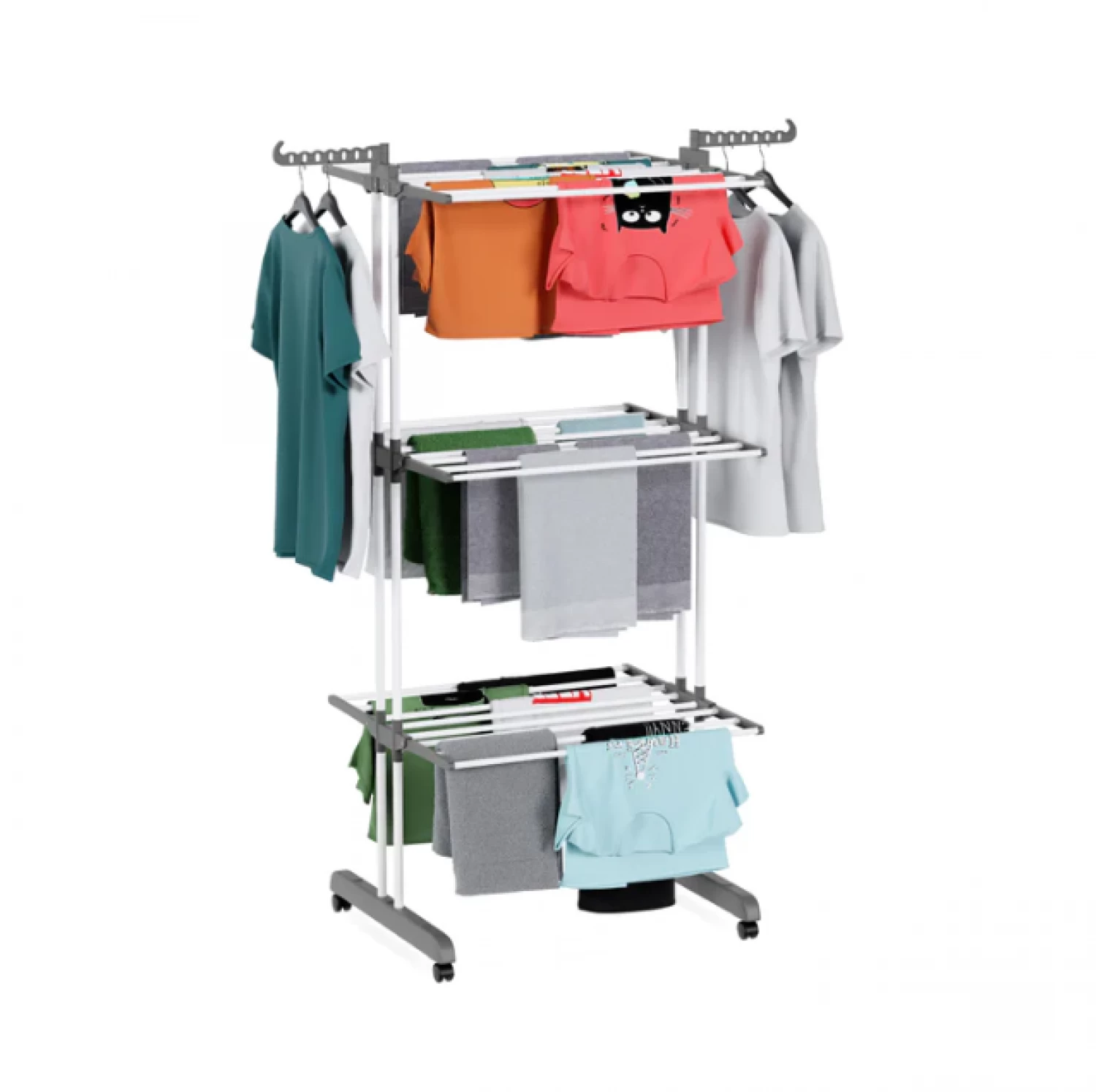 Uscător de Rufe Vertical, Pliabil și cu Roți, Capacitate 50 kg, 3 Niveluri de Uscare, Design Compact, alb/Albastru [10]