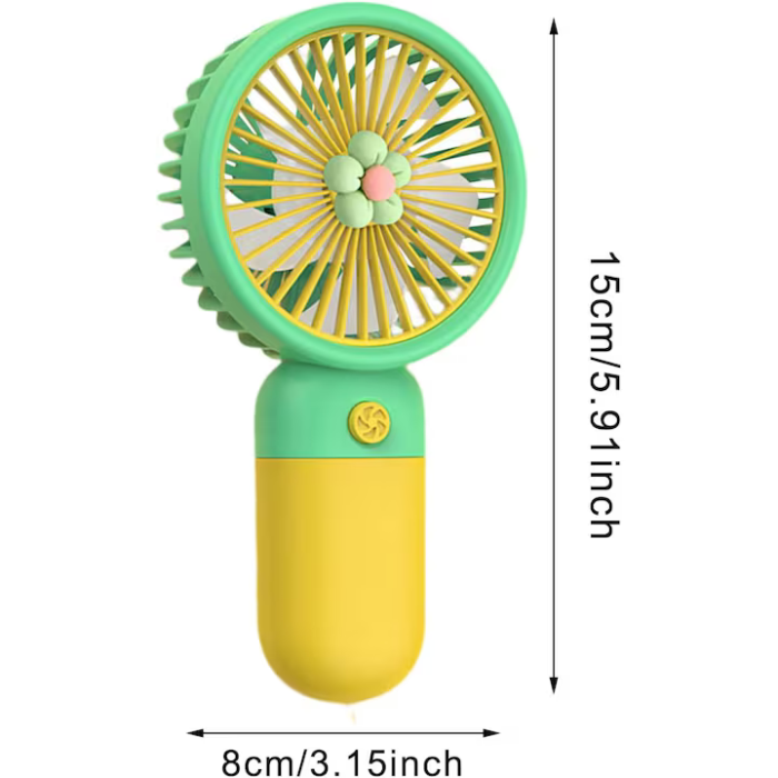 Ventilator mini de mână portabil, acumulator 350 mAh, încărcare USB, funcționare silențioasă, design compact 7×14×3 cm [6]