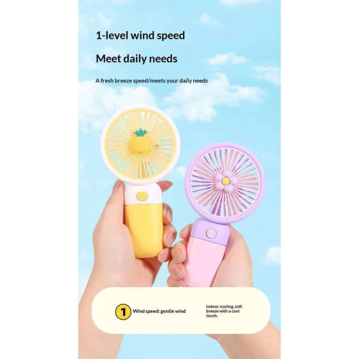 Ventilator mini de mână portabil, acumulator 350 mAh, încărcare USB, funcționare silențioasă, design compact 7×14×3 cm [2]