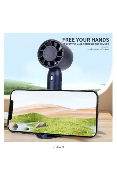 Ventilator portabil 3 în 1 cu suport telefon, alimentare USB reîncărcabilă, 3 trepte de viteză, compact și silențios [3]