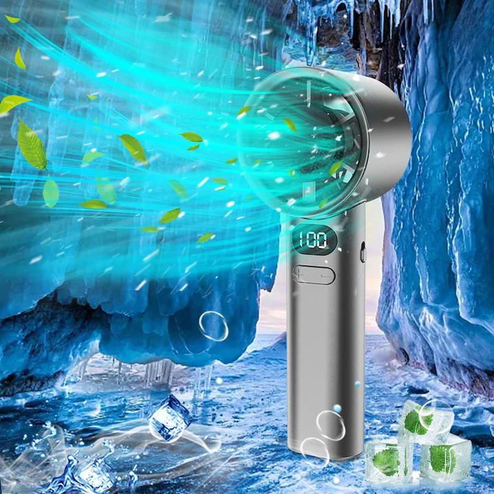 Ventilator Portabil Turbo cu Acumulator 1800 mAh, Reîncărcare USB Type-C, 120 Trepte de Viteză, Afișaj LED Digital, Motor Silențios, Design Compact, Dimensiuni 16 × 5,8 × 5,55 cm [4]