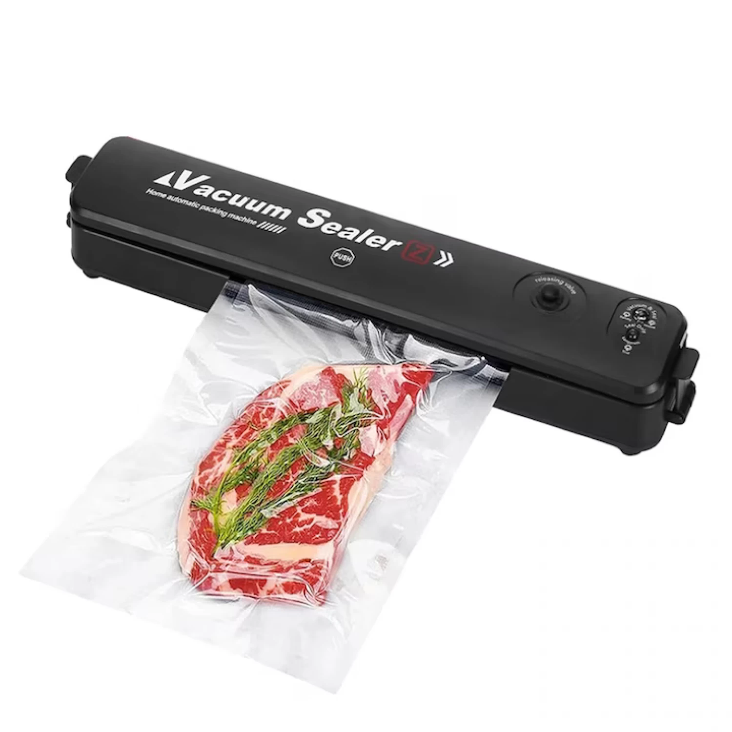 Aparat de Sigilat si Vidat, alimente si obiecte, vidare umeda/uscata/soft, 90W, 220V, portabil, negru + 10 pungi vidat CADOU [2]