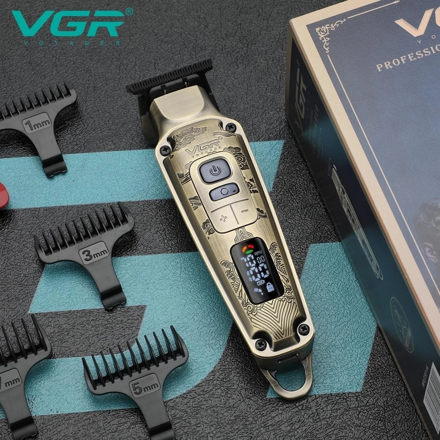 Aparat de tuns profesional, V-901, stil vintage, auriu, alimentare USB, 5W [5]