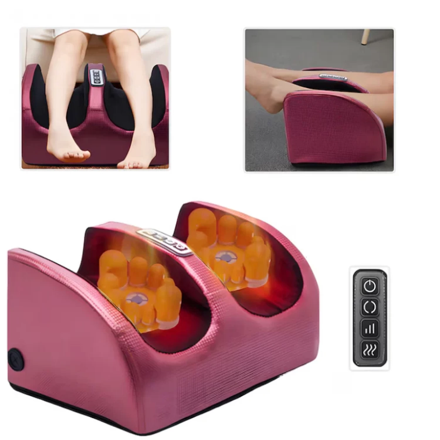 Produse medicale - Aparat Multifuncțional Masaj Picioare, Bidirecțional, Încălzire, 3 Trepte Intensitate, 12V, 24W, Design Ergonomic, Roșu