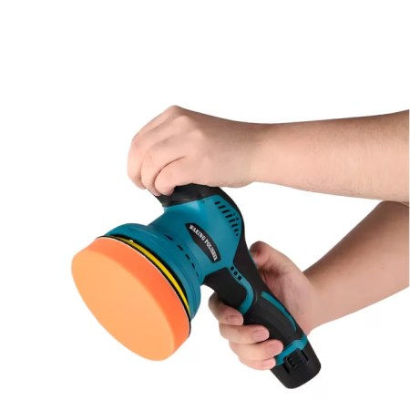 Aparat Polish Auto fără Fir, 2 Acumulatori 36V Incluși, Viteză Variabilă 2500-5000 RPM, 8 Trepte de Reglaj, Dimensiuni 27,5x11,5x12 cm, Design Ergonomic Portabil, Negru-Albastru [4]