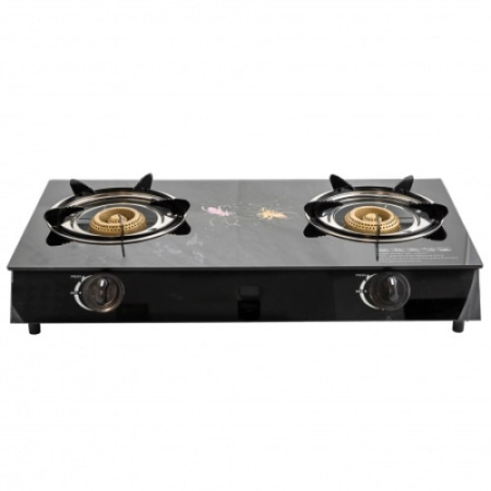 Casa si Bucatarie - Aragaz Portabil pe Gaz cu 2 Ochiuri - Sticlă Securizată, Aprindere Piezo/Quartz, GPL, Duze Incluse, 72 × 39 × 12 cm