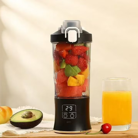 Blender electric portabil HP9, 600 ml, cu 10 lame inox și funcție de zdrobire a gheții, acumulator 3000 mAh, 200W, reîncărcabil [1]