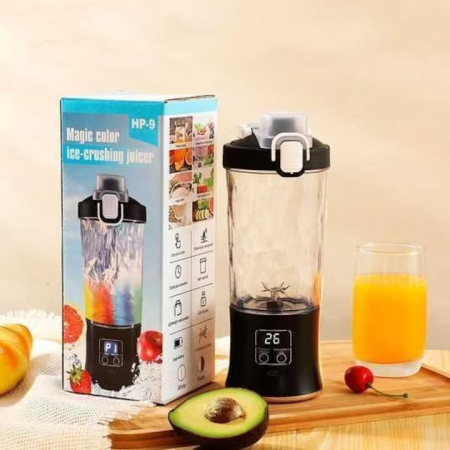 Blender electric portabil HP9, 600 ml, cu 10 lame inox și funcție de zdrobire a gheții, acumulator 3000 mAh, 200W, reîncărcabil [2]