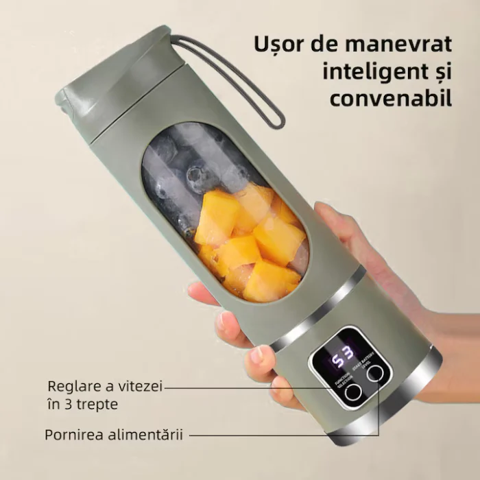 Blender electric portabil HS-860 1500 ml, 12 lame inox, acumulator reîncărcabil, ideal pentru smoothie-uri și sucuri, design compact [4]