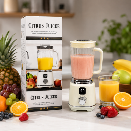 Casa si Bucatarie - Blender Multifuncțional cu Vas din Sticlă, Smoothie Maker și Storcător pentru Citrice, Putere Ridicată de Mixare, Operare Simplă cu Buton, Recipient din Sticlă Rezistentă
