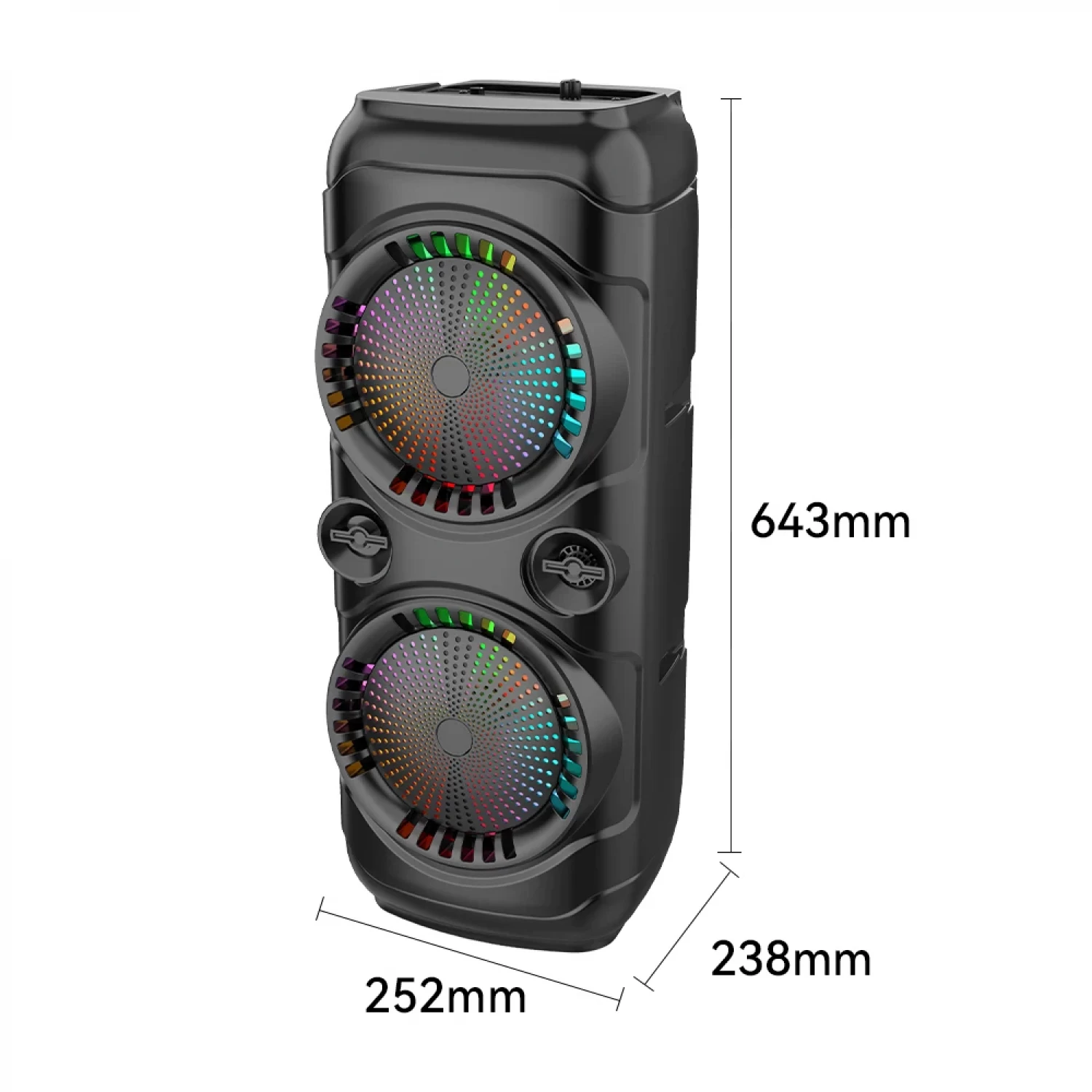 Boxă Portabilă 250 W PMPO Bluetooth cu Microfon wifi, 2 x 8 inch, Funcție Karaoke, Lumini LED, Radio FM, Rezistentă la Apă și Praf - Ideală pentru Petreceri și Distracție în Aer Liber [1]