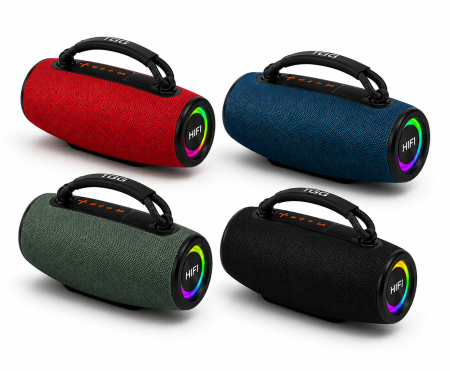 Boxe Audio - Boxă Portabilă Bluetooth, Sunet Stereo Hi-Fi cu Bass Puternic, Radio FM, Redare MP3 prin Bluetooth, USB și Card TF, Acumulator Reîncărcabil, Iluminare LED RGB, Mâner pentru Transport