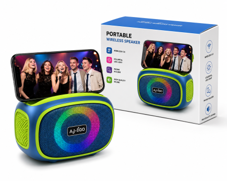 Boxe Audio - Boxă Portabilă Bluetooth, Sunet Stereo Hi-Fi cu Bass Puternic, Radio FM, Redare MP3 prin Bluetooth, USB și Card TF, Acumulator Reîncărcabil, Iluminare LED RGB, Suport pentru Telefon