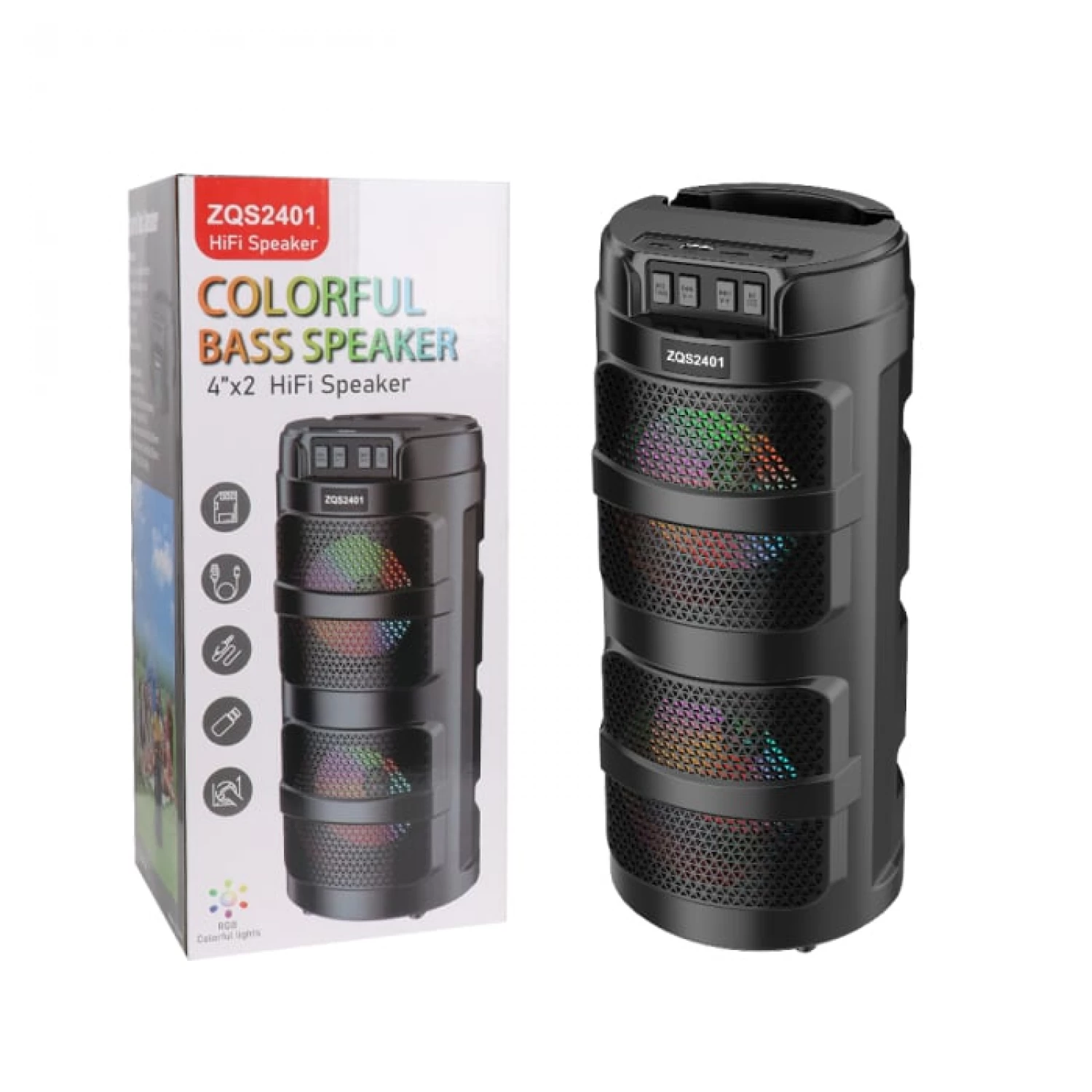 Boxe Audio - Boxă Portabilă - Sunet 300W PMPO, Bluetooth/USB/TF/AUX, Radio FM, Lumini LED Colorate, Baterie 18650, Design Compact