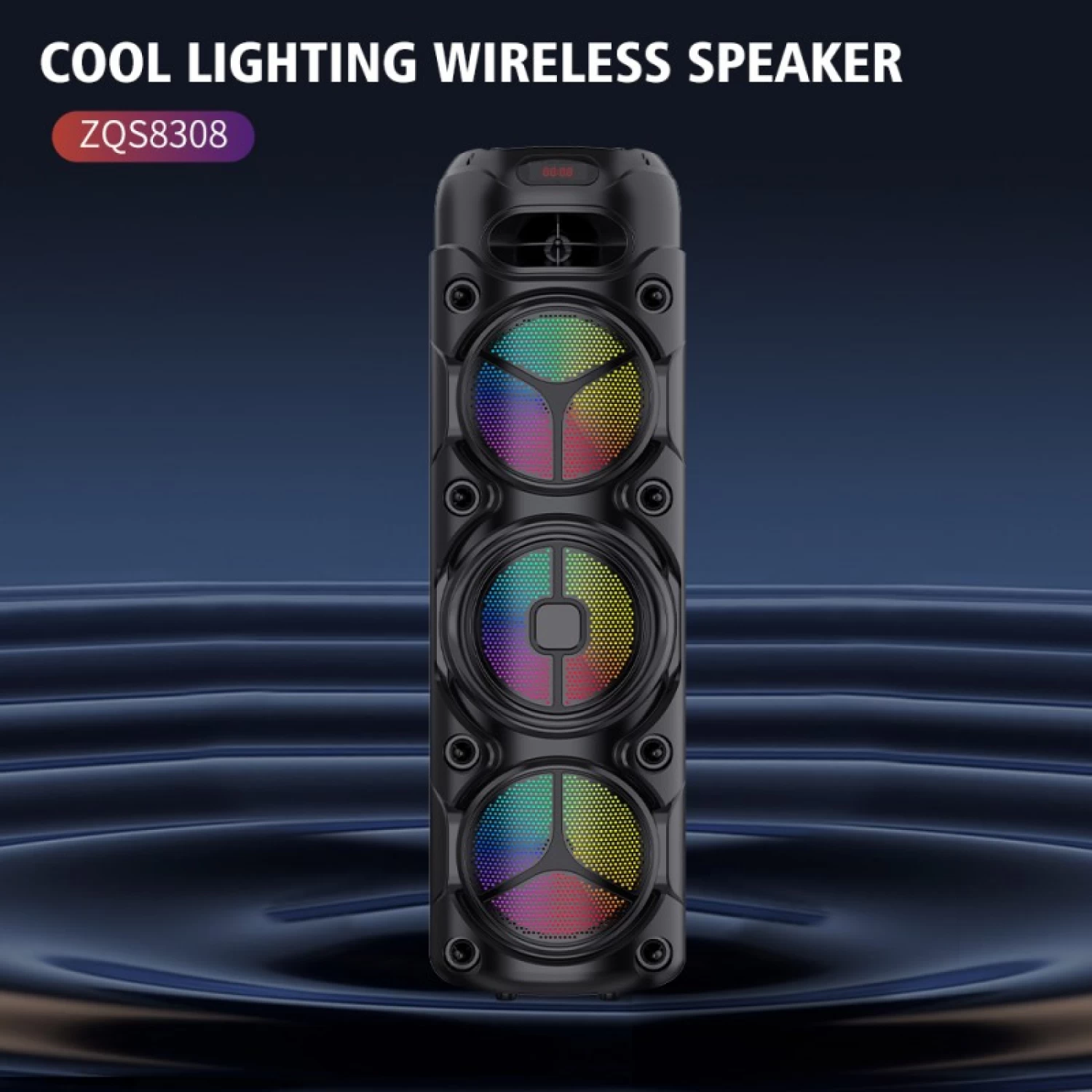 Boxă portabilă ZQS8308, 450W PMPO, 3 difuzoare 8 , Bluetooth, FM, AUX, USB, RGB, microfon wireless, telecomandă, acumulator 6000 mAh [7]
