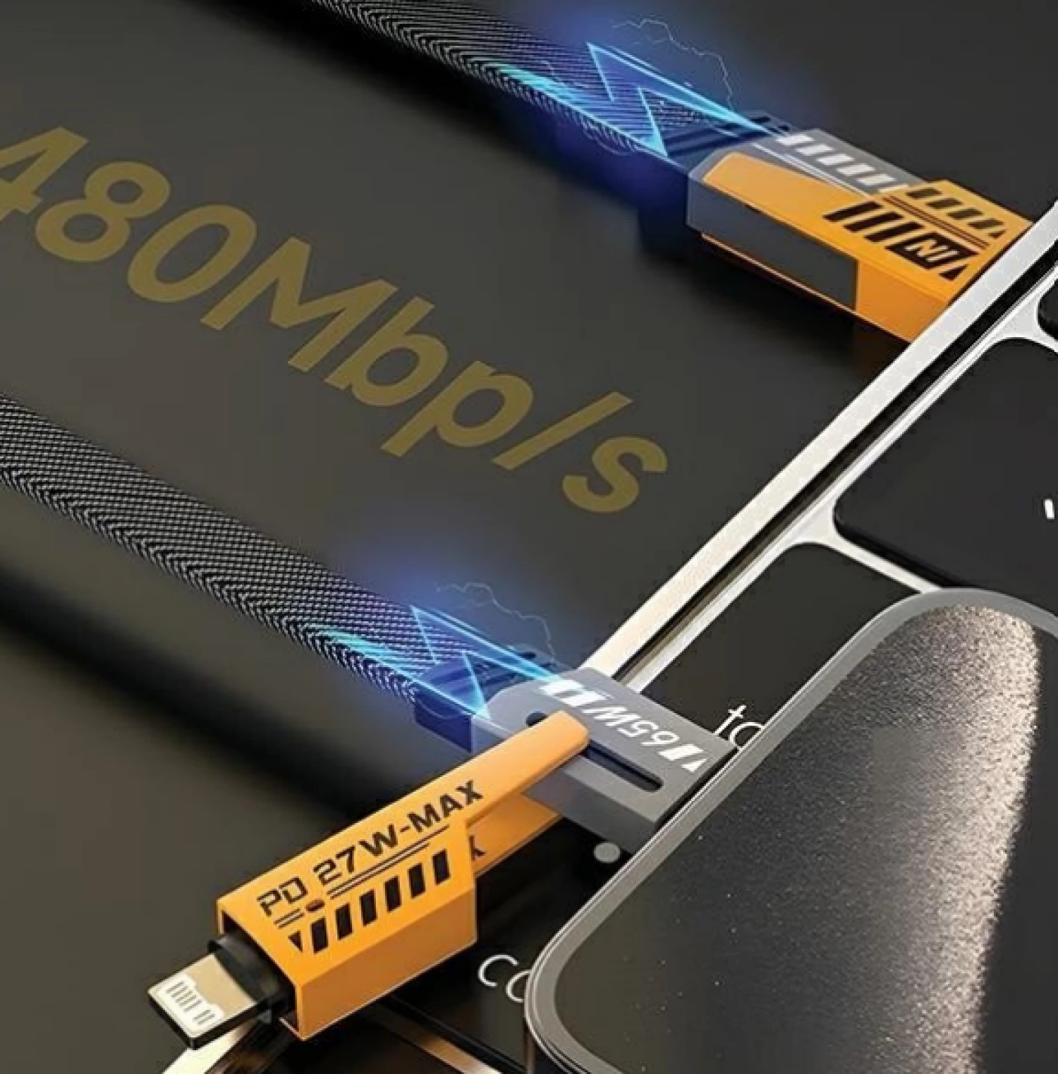 Cablu de Date și Încărcare Rapidă 4 în 1 CL-226, 120cm, Nylon Premium, USB-C la USB-C / Lightning, Compatibil iOS & Android, Transfer de Date 480 Mbps, Putere Maximă 65W [1]
