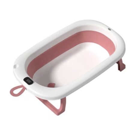 Cădiță Pliabilă pentru Bebe 0-36 Luni, Termometru Digital Integrat, Dop de Scurgere, Picioare Anti-Alunecare, Design Ergonomic Stabil și Portabil, Ideală pentru Călătorii și Spații Mici [3]