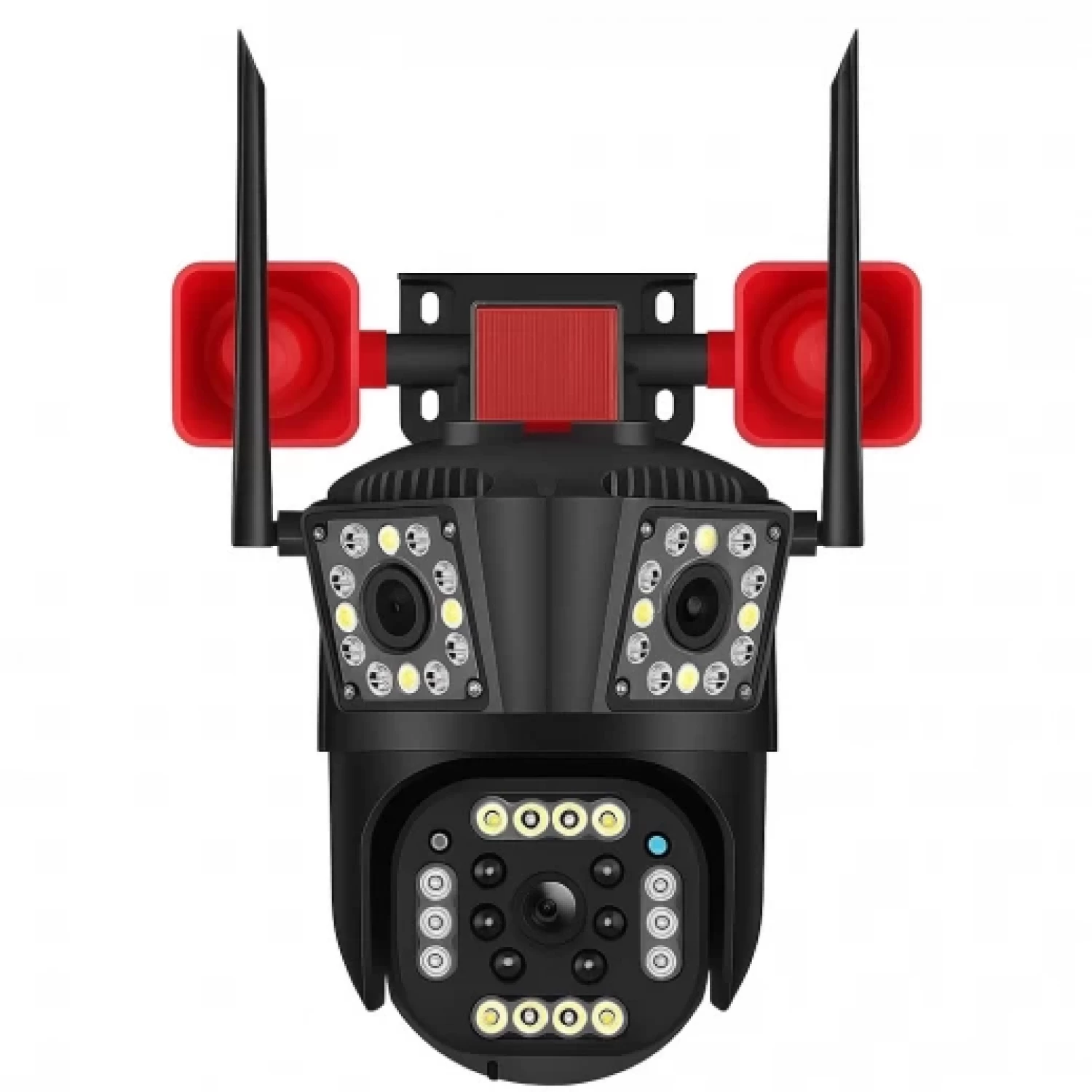 Camere de supraveghere - Cameră de Supraveghere Triplă 4G, Exterior și Interior, Rezoluție 12MP Ultra HD 4K, Zoom 5X, PTZ cu Rotire Automată, Vedere Nocturnă Color Smart IR + LED, Comunicare Bidirecțională