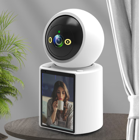 Camere de supraveghere - Cameră Supraveghere 4MP cu Ecran 2.8", Rotire 360°, Vedere Nocturnă Color, Detectare AI, Audio Bidirecțional, Alarmă Sonoră & Luminoasă