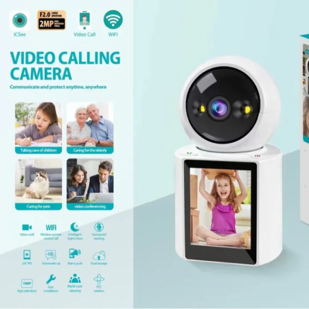 Cameră Supraveghere 4MP cu Ecran 2.8", Rotire 360°, Vedere Nocturnă Color, Detectare AI, Audio Bidirecțional, Alarmă Sonoră & Luminoasă [10]