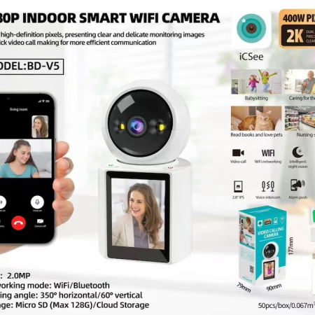 Cameră Supraveghere 4MP cu Ecran 2.8", Rotire 360°, Vedere Nocturnă Color, Detectare AI, Audio Bidirecțional, Alarmă Sonoră & Luminoasă [6]