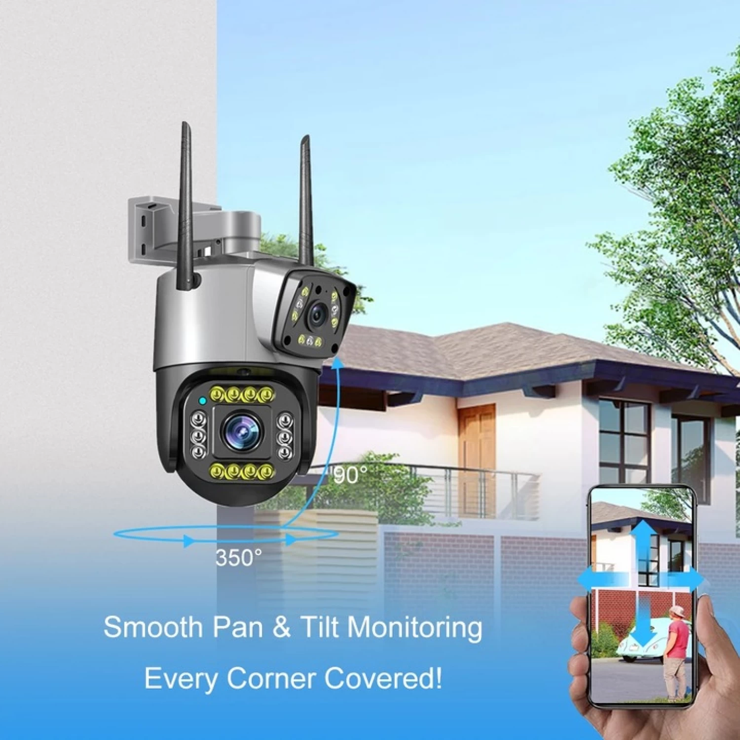 Camera supraveghere dubla, 4g, 2 lentile comunicare bidirectionala, cu aplicatie pentru Android, IOS si PC, gri/negru [3]