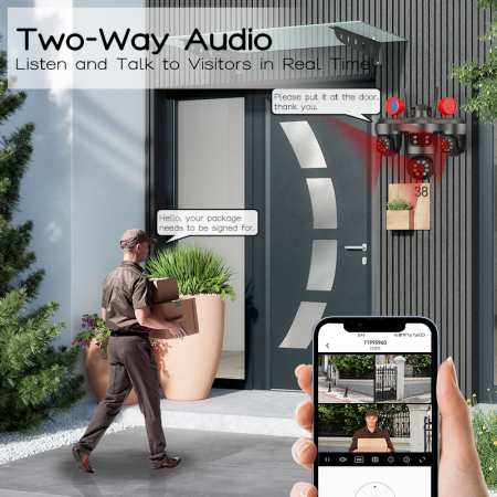 Cameră Supraveghere Exterior/interior WiFi 3 Lentile, 360°, Vezi Totul din Telefon, Night Vision, Audio Bidirecțional, Sirenă Integrată [7]