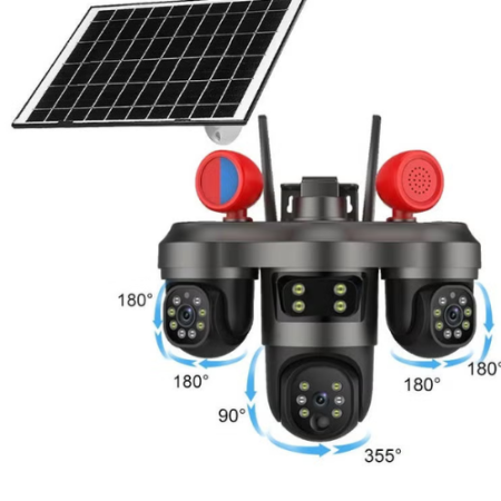 Cameră Supraveghere Exterior/interior WiFi 3 Lentile, 360°, Vezi Totul din Telefon, Night Vision, Audio Bidirecțional, Sirenă Integrată [10]