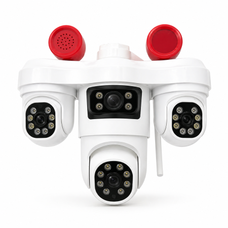 Cameră Supraveghere Exterior/interior WiFi 3 Lentile, 360°, Vezi Totul din Telefon, Night Vision, Audio Bidirecțional, Sirenă Integrată [8]