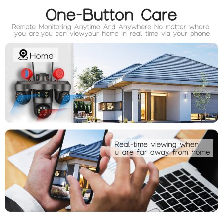 Cameră Supraveghere Exterior/interior WiFi 3 Lentile, 360°, Vezi Totul din Telefon, Night Vision, Audio Bidirecțional, Sirenă Integrată [6]