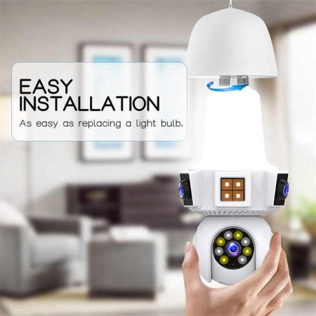 Cameră Supraveghere Tip Bec WiFi 1080p, 3 Lentile, 360°, Zoom 10X, Night Vision, Audio Bidirecțional, Montaj E27 [5]