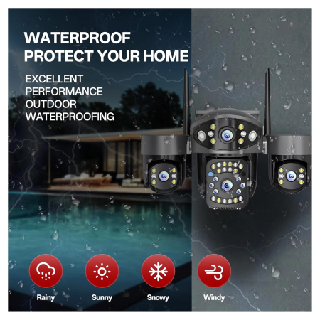 Camera supraveghere WiFi full hd, exterior, 3 lentile, PTZ 360°, zoom 10X, urmarire automata AI, vedere nocturna color, audio bidirectional [3]