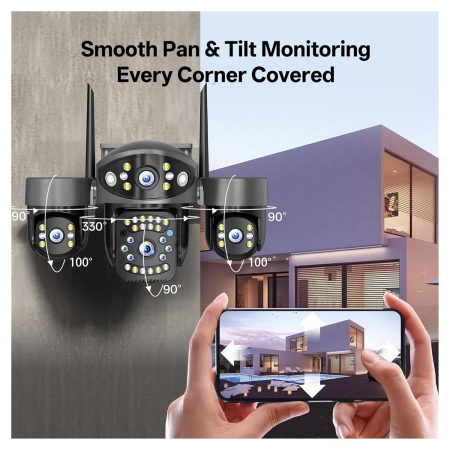 Camera supraveghere WiFi full hd, exterior, 3 lentile, PTZ 360°, zoom 10X, urmarire automata AI, vedere nocturna color, audio bidirectional [5]