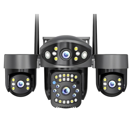 Camere de supraveghere - Camera supraveghere WiFi full hd, exterior, 3 lentile, PTZ 360°, zoom 10X, urmarire automata AI, vedere nocturna color, audio bidirectional