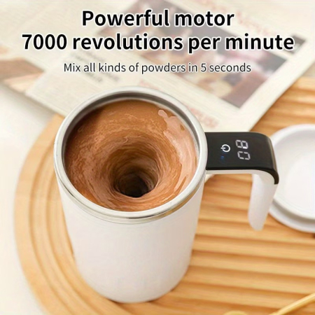 Cană Inteligentă cu Amestecare Automată - Motor 7000 RPM, Afișaj Digital Temperatură, Încărcare Magnetică, Inox 304, Mixare Rapidă [8]