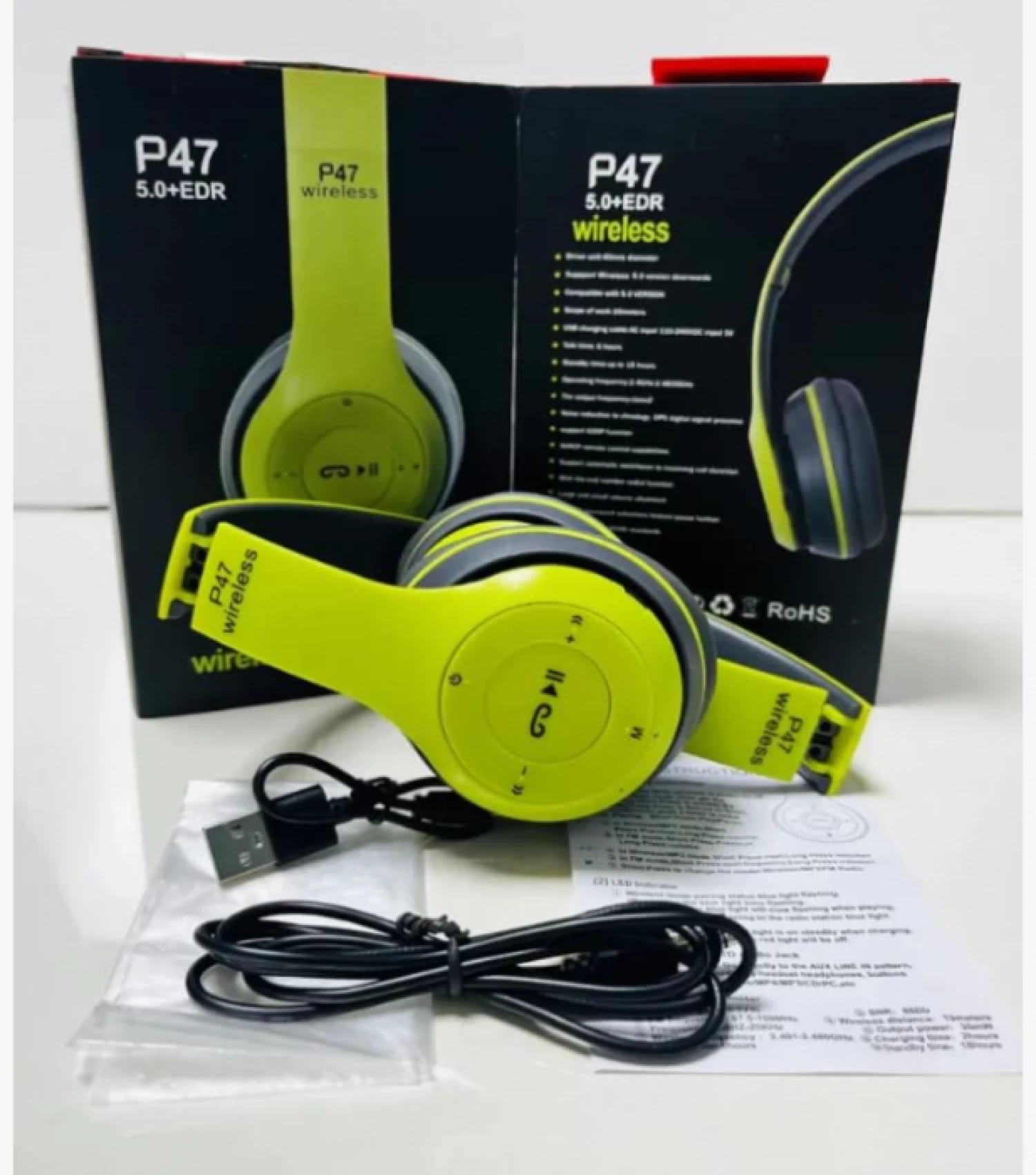 Accesorii Telefoane - Căști Wireless P47, Over-Ear, Bluetooth 5.0, Design Pliabil și Portabil, Sunet Premium cu Bass Puternic, Autonomie Extinsă, Microfon Integrat, Control de pe Cască, Compatibilitate Universală