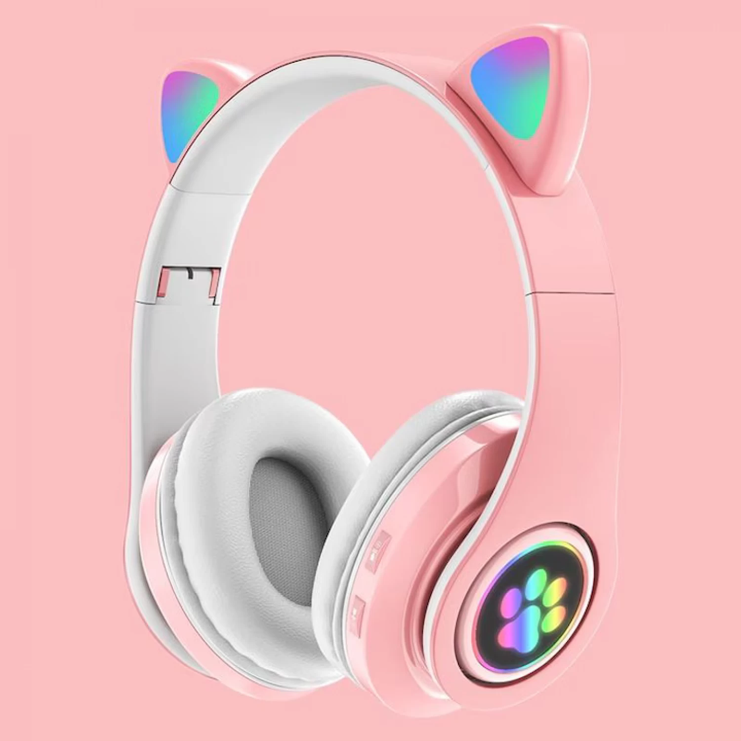 Căști wireless Smart Technology, Bluetooth 5.0, LED Cat Ears, microfon, slot SD/FM, autonomie 10h, pliabile [4]