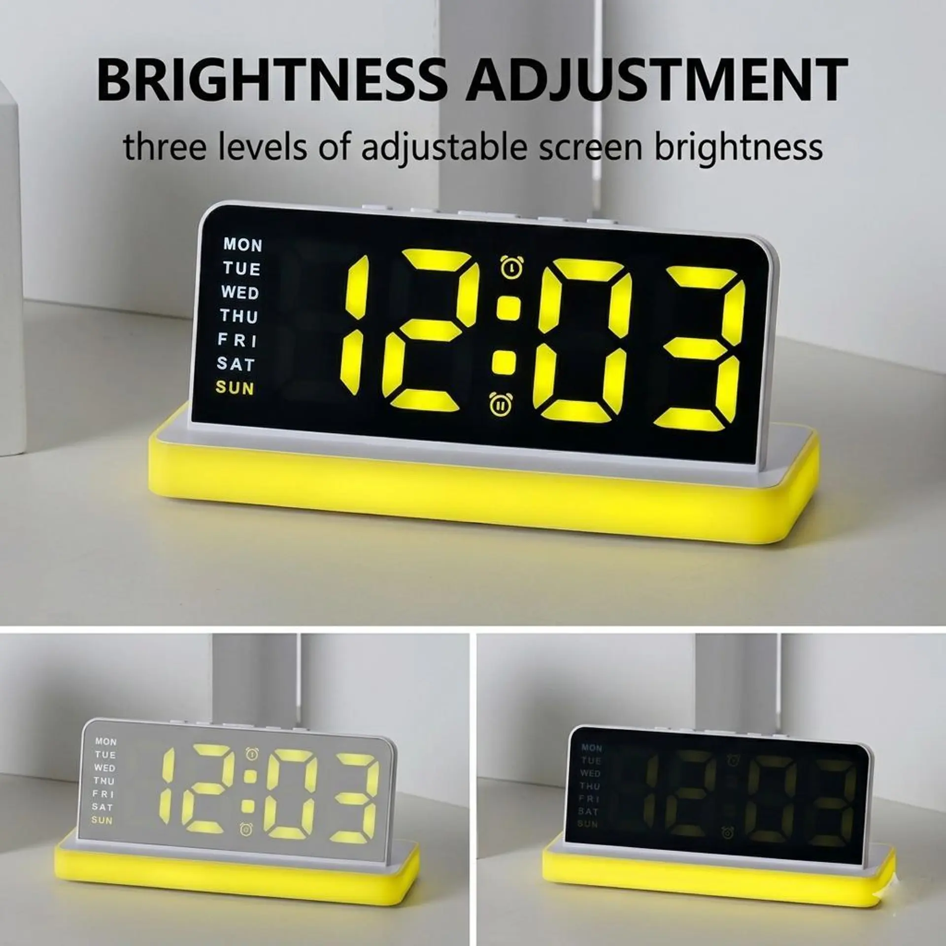 Ceas Digital cu Deșteptător LED, Ecran Tip Oglindă, Alarmă Dublă, Lumină Ambientală în 5 Culori, 3 Trepte de Luminozitate, Afișare Oră, Dată și Temperatură, Alimentare prin USB [3]