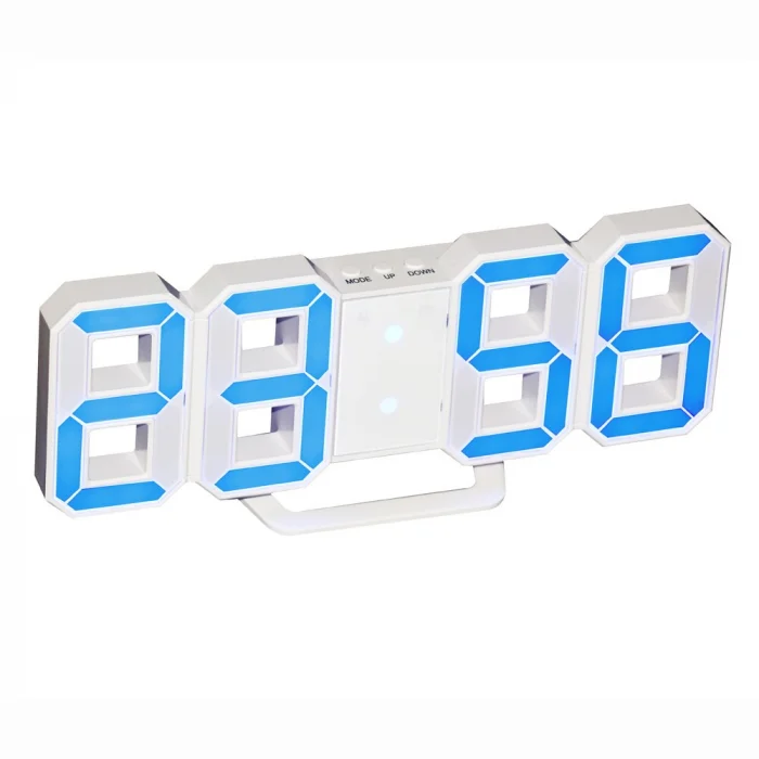 Ceas Digital LED 3D de Masă, Ramă Albă, Ecran LED Mare cu Afișare Oră, Temperatură și Cronometru, Alarmă cu Funcție Snooze, Carcasă ABS, Dimensiuni 23 × 9,3 cm [6]