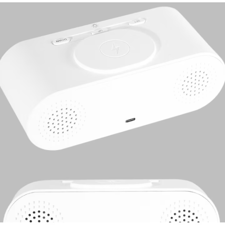 Ceas Digital LED fără Fir, Afișaj Electronic cu LED Alb, Alimentare USB sau Baterii, Funcție Alarmă, Format Oră 12/24H, Design Ultra-Subțire de 10 mm, Carcasă din ABS [1]