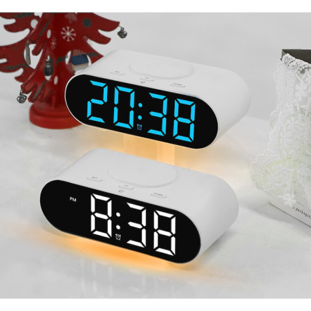 Ceasuri decorative - Ceas Digital LED fără Fir, Afișaj Electronic cu LED Alb, Alimentare USB sau Baterii, Funcție Alarmă, Format Oră 12/24H, Design Ultra-Subțire de 10 mm, Carcasă din ABS